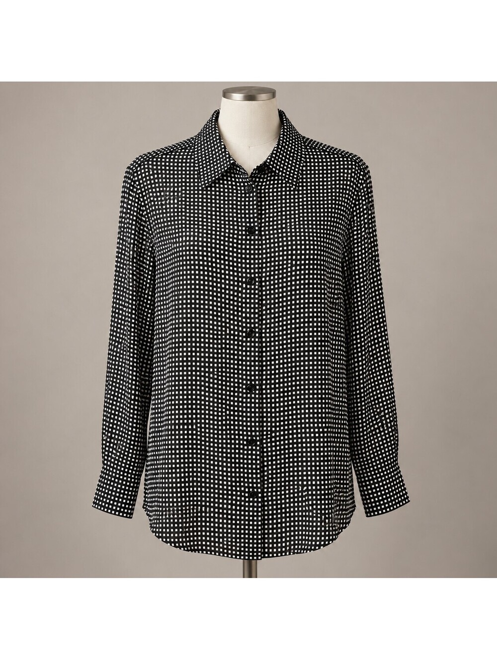 Equipment Women’s XL Black & White Square Print Button-Down Blouse